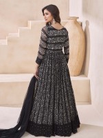 Black Real Georgette Anarkali Gown